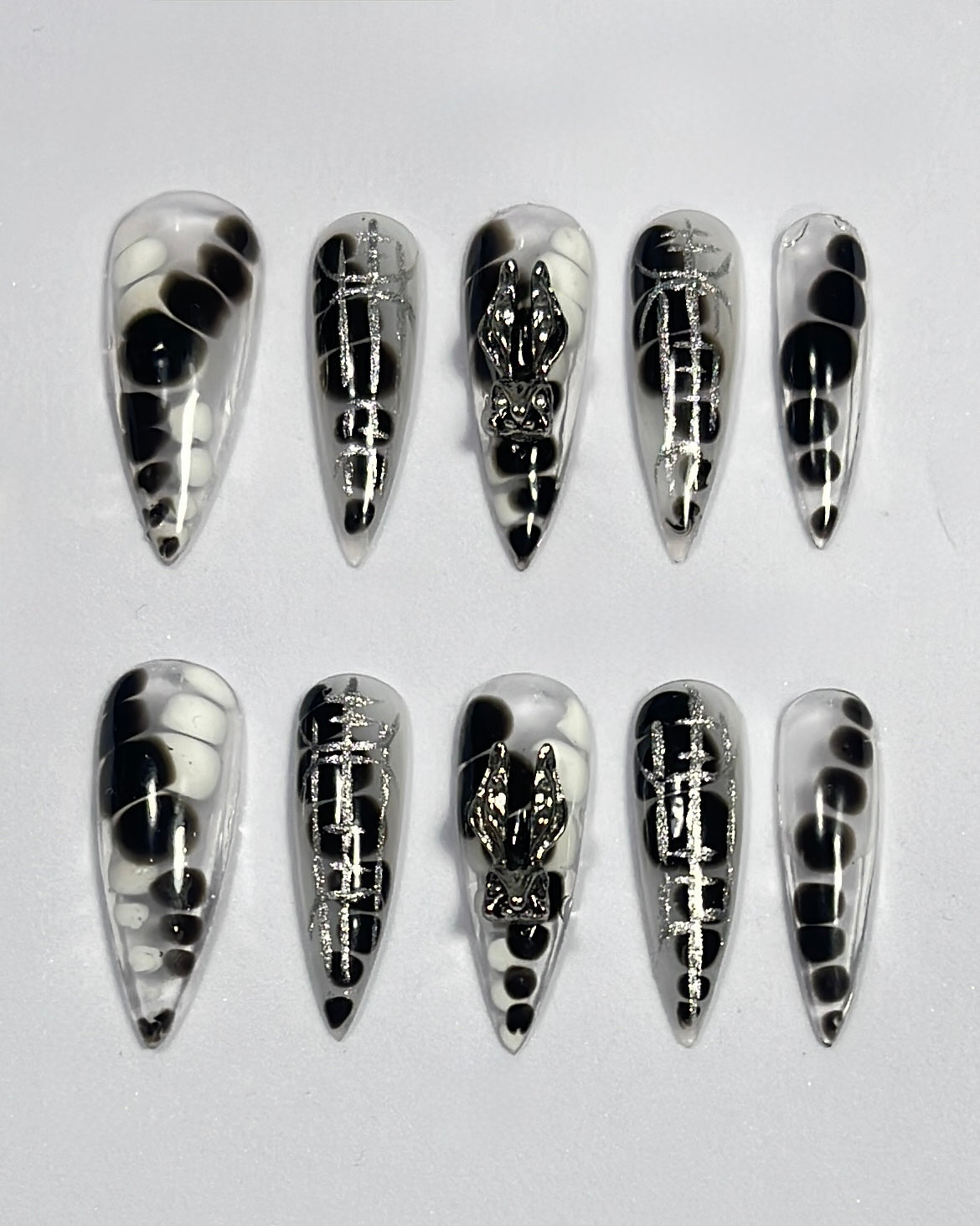 Translucent black and white